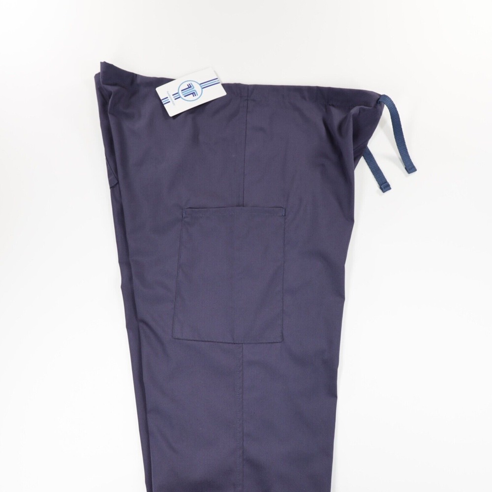 Fundamentals Unisex Drawstring‎ Waist Pocket Scrub Pants Navy Size M - Picture 2 of 8